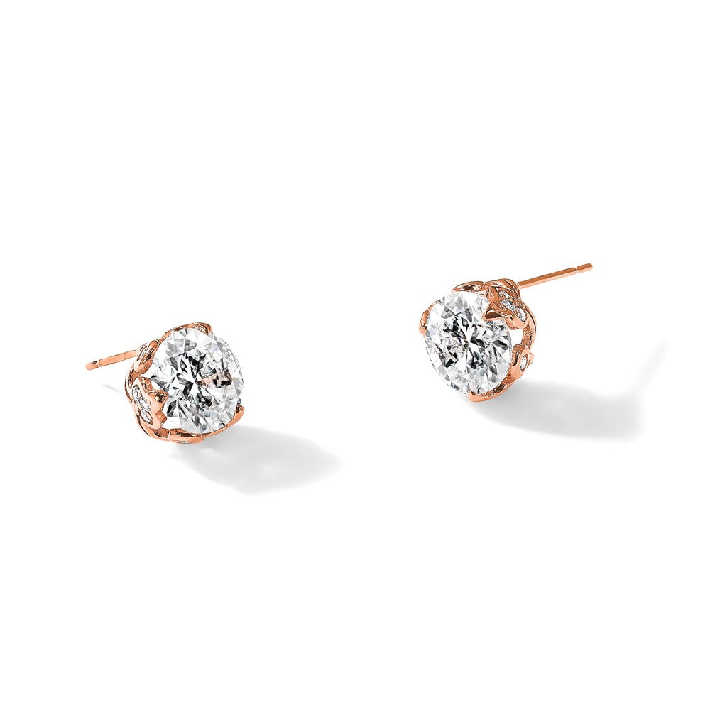10K Tiara Collection Polished CZ Post Earrings