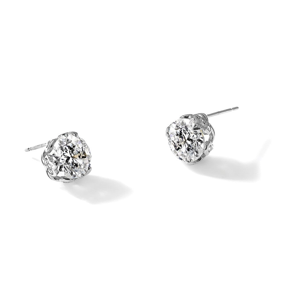 10K Tiara Collection White Gold Polished CZ Post Earrings