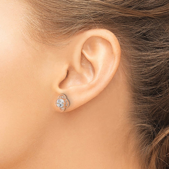 10K Tiara Collection Polished CZ Post Earrings