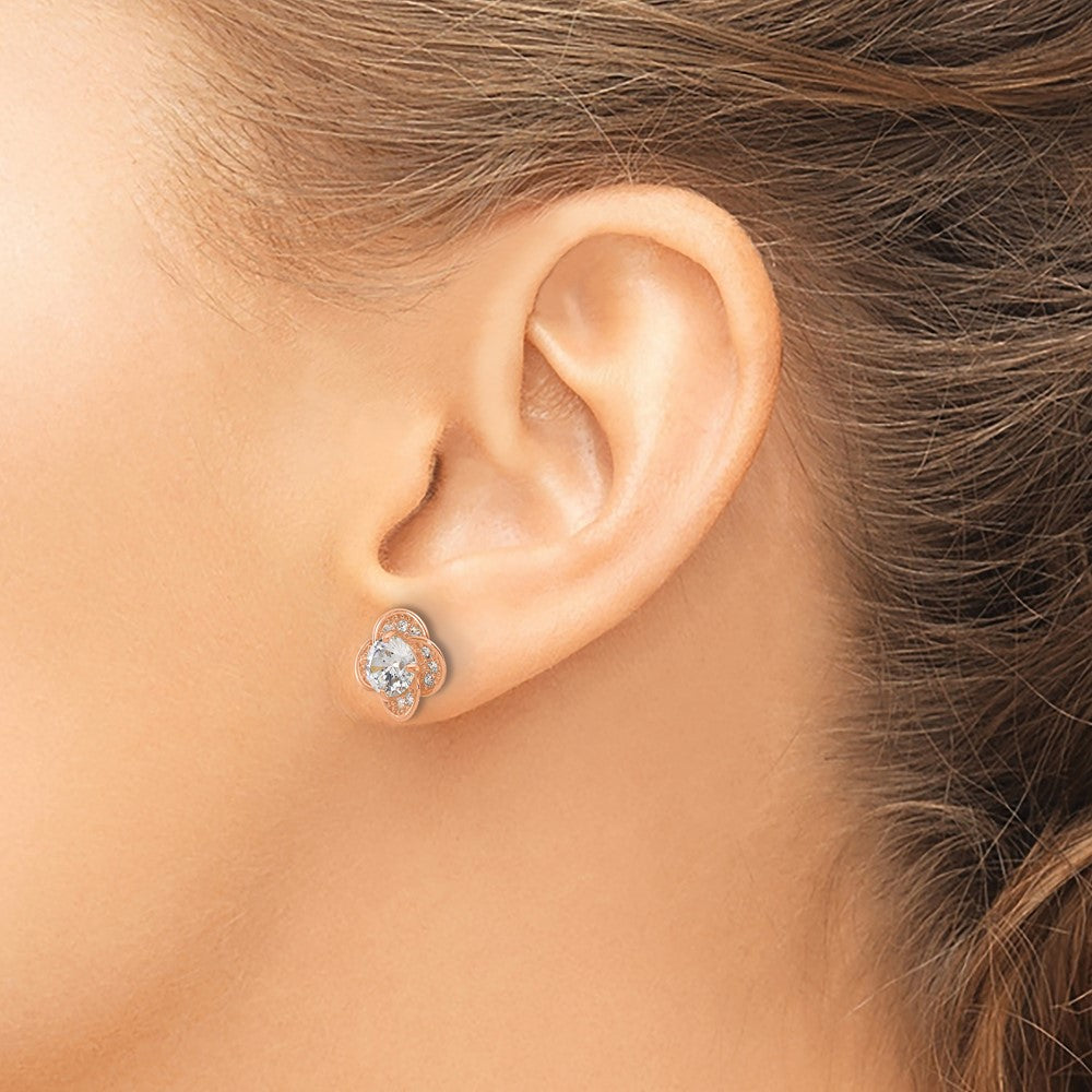 10K Tiara Collection Polished CZ Post Earrings