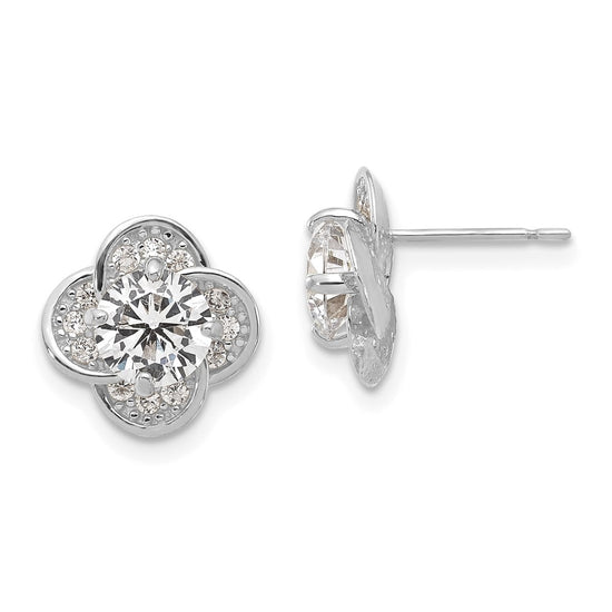 10K Tiara Collection Polished CZ Post Earrings