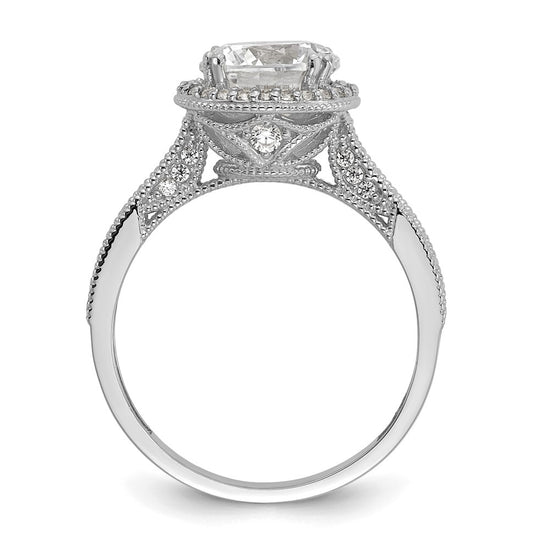 10K Tiara Collection White Gold Polished CZ Ring