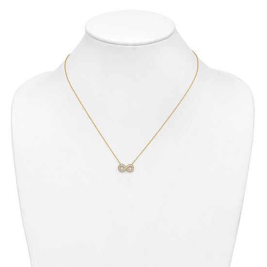 10K Polished CZ Infinity 18 inch Necklace