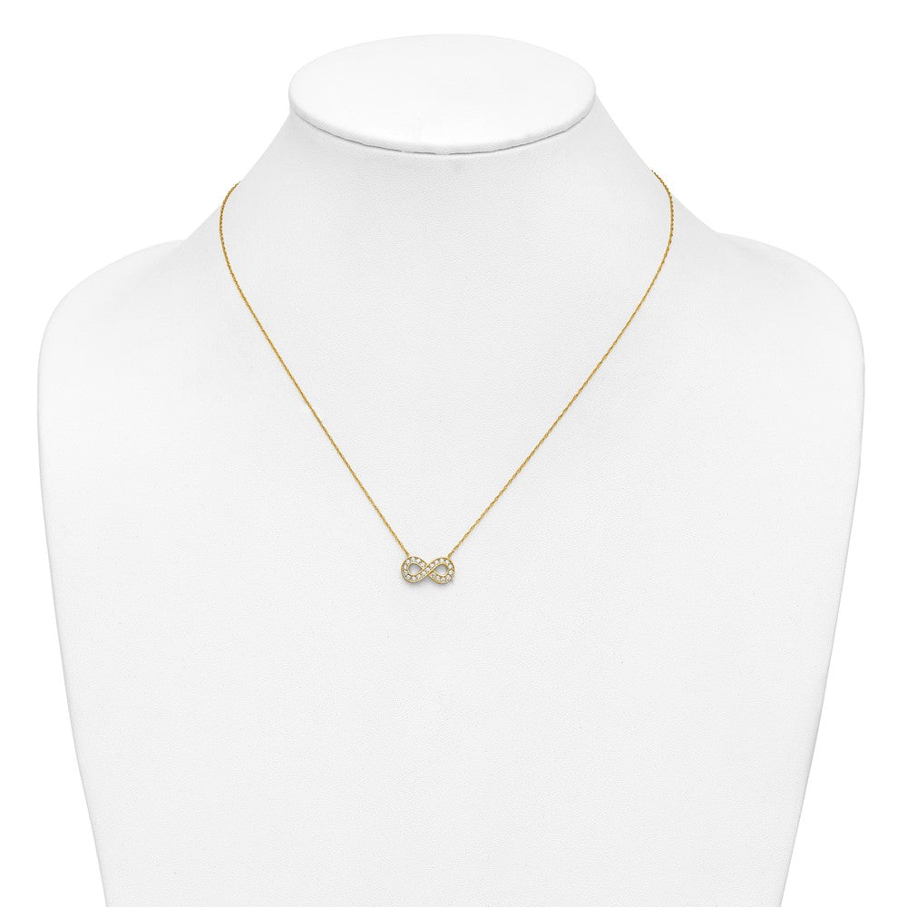 10K Polished CZ Infinity 18 inch Necklace