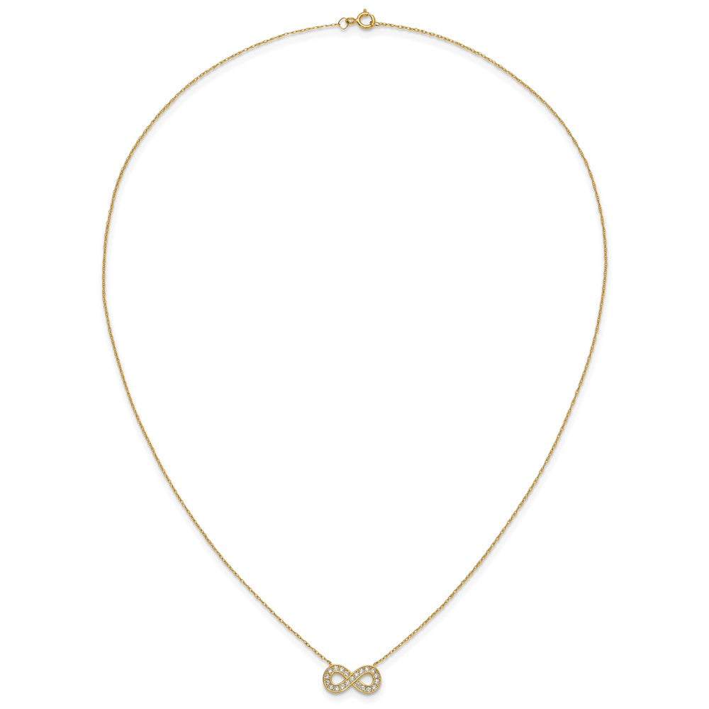 10K Polished CZ Infinity 18 inch Necklace