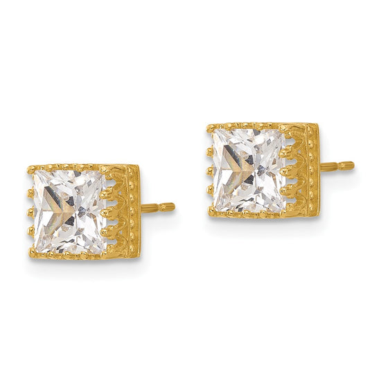 10K Tiara Collection Polished CZ Post Earrings
