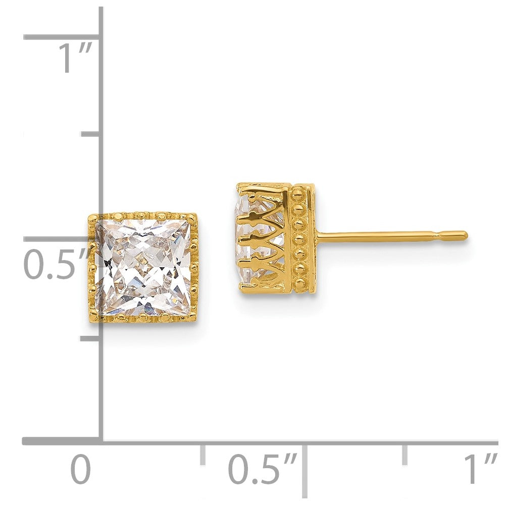 10K Tiara Collection Polished CZ Post Earrings