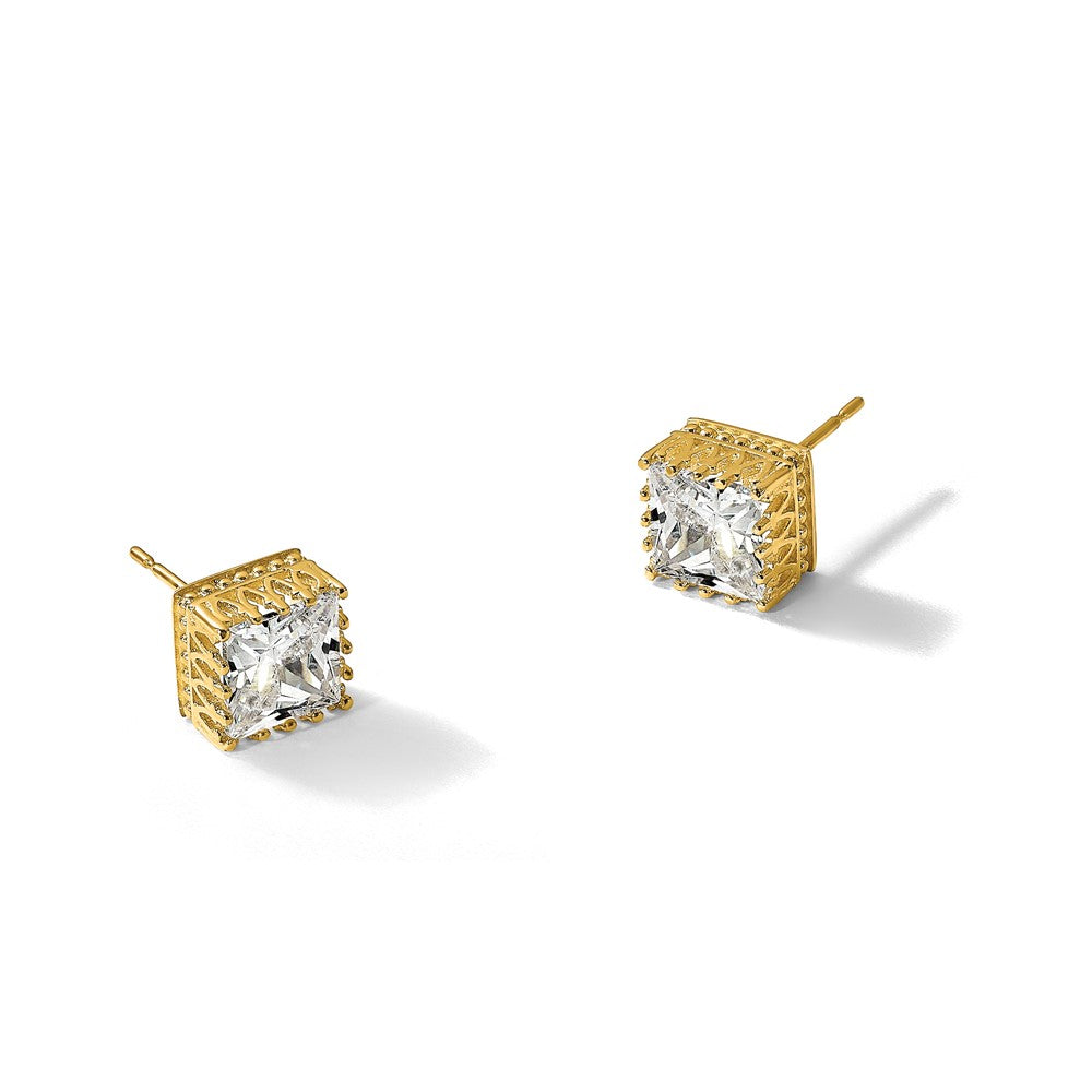 10K Tiara Collection Polished CZ Post Earrings