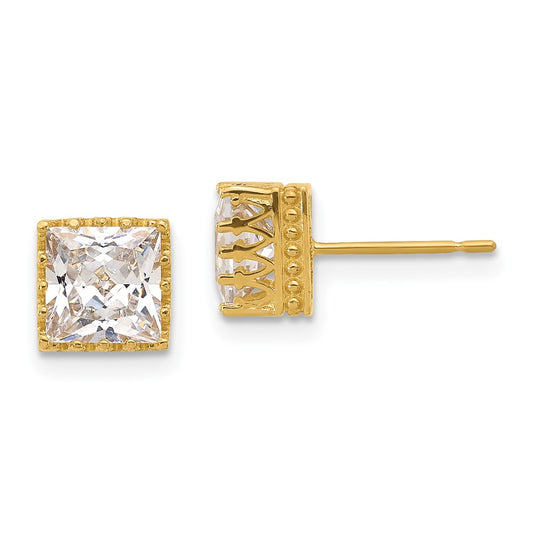 10K Tiara Collection Polished CZ Post Earrings