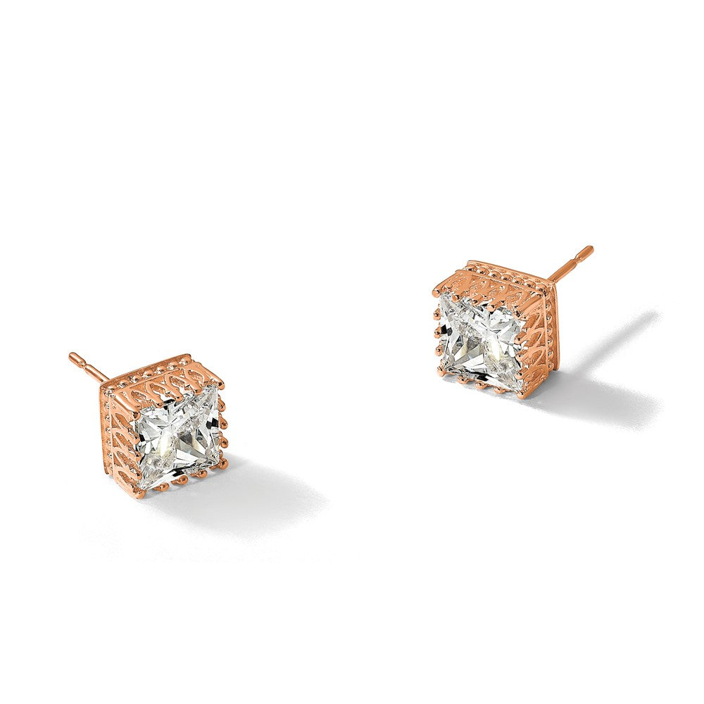 10K Tiara Collection Polished CZ Post Earrings