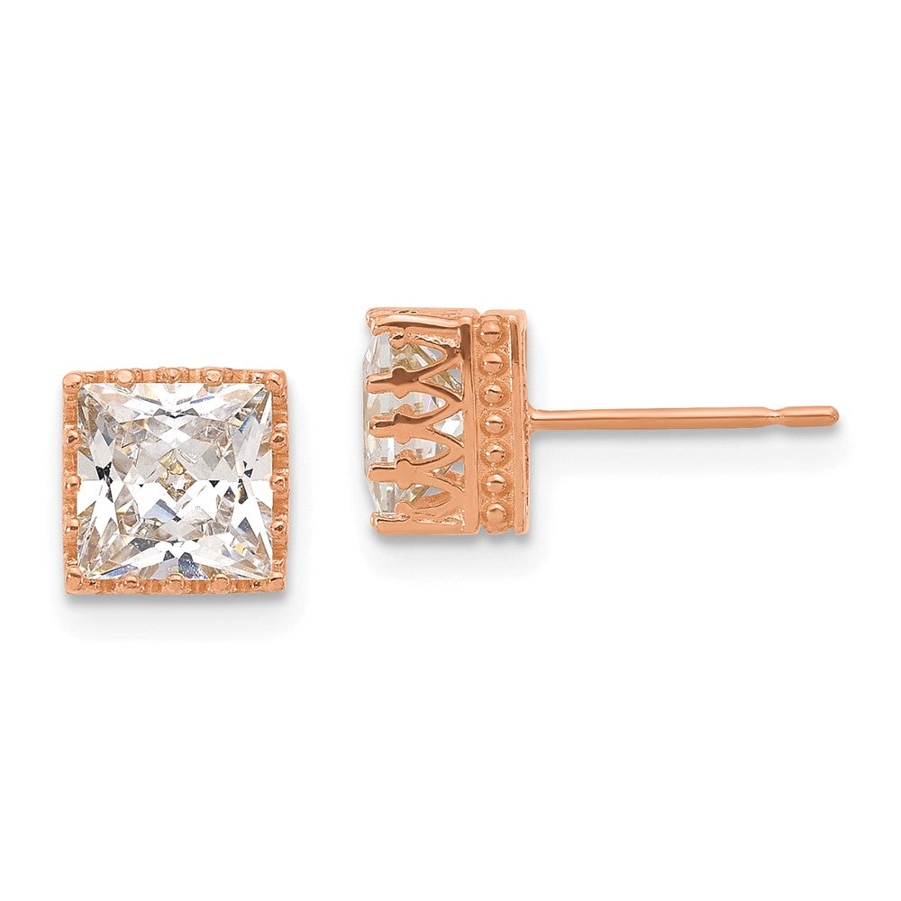 10K Tiara Collection Polished CZ Post Earrings