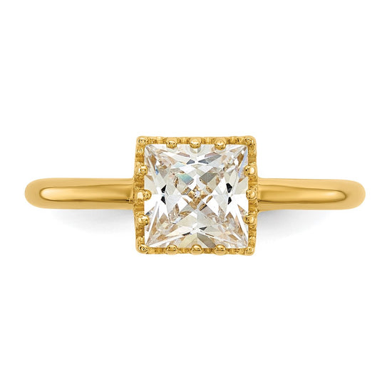 10k Tiara Collection Polished Square CZ Ring