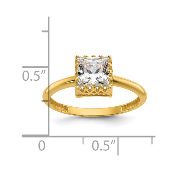 10k Tiara Collection Polished Square CZ Ring