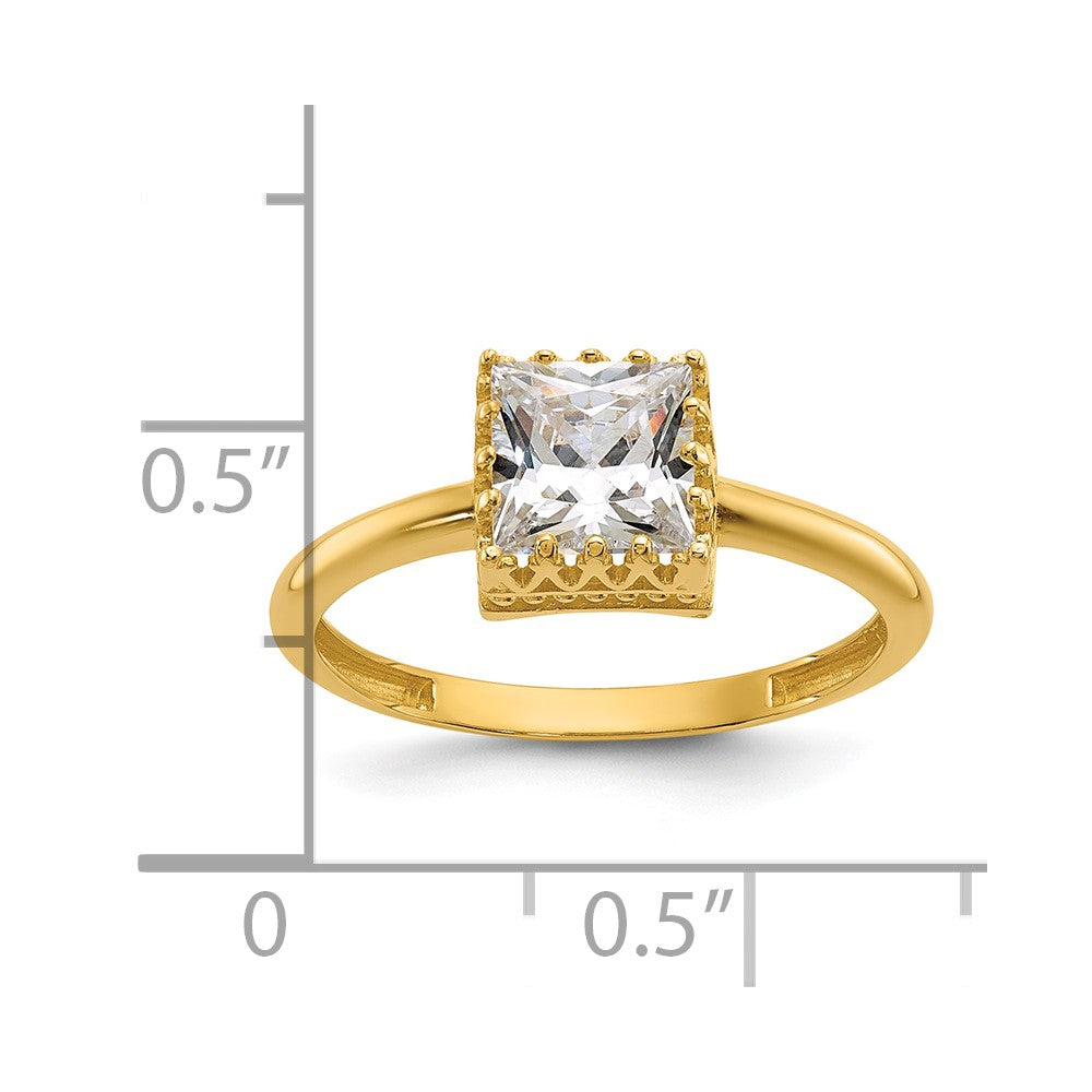 10k Tiara Collection Polished Square CZ Ring