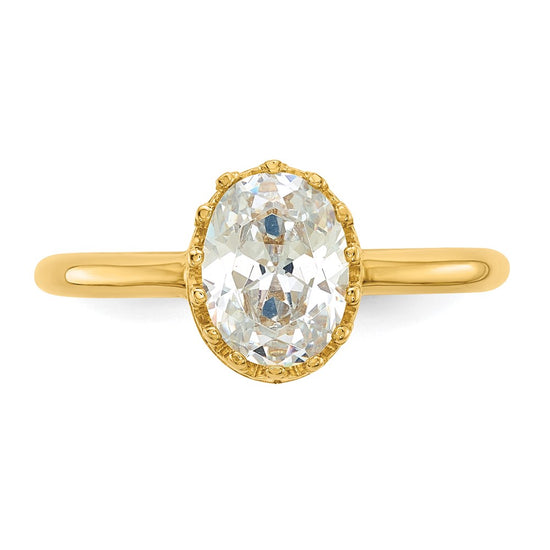 10k Tiara Collection Polished Oval CZ Ring