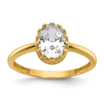 10k Tiara Collection Polished Oval CZ Ring