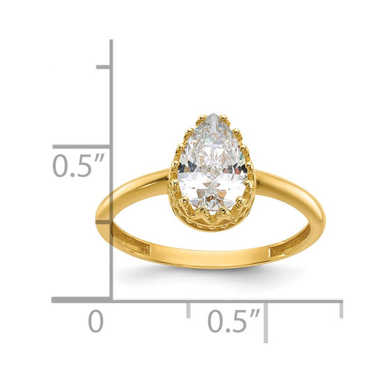 10k Tiara Collection Polished Pear CZ Ring
