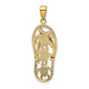 10K Enamel Cut-out Flip Flop w/ Sea Turtles Pendant