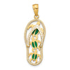 10K Enamel Cut-out Flip Flop w/ Sea Turtles Pendant