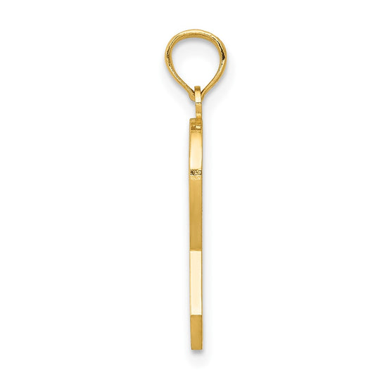 Gold Pink Enameled Awareness Ribbon Pendant