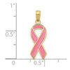 Gold Pink Enameled Awareness Ribbon Pendant