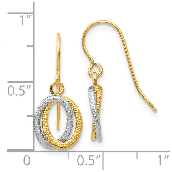 Gold Oval Twisted Dangle Shepard Hook Earrings