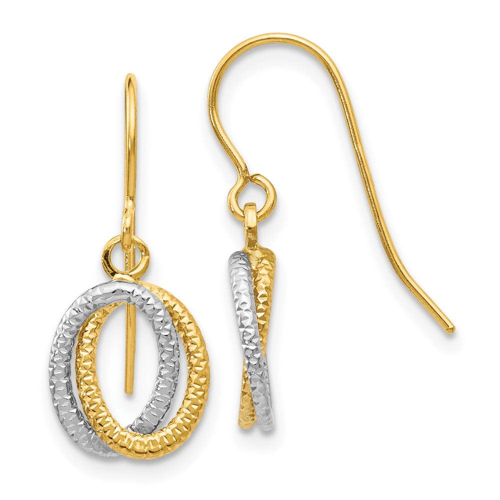 Gold Oval Twisted Dangle Shepard Hook Earrings