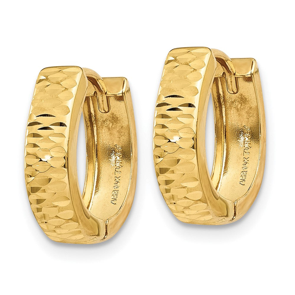Gold Diamond-cut Hinged Hoop Earrings