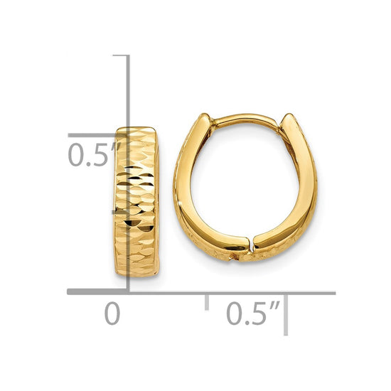 Gold Diamond-cut Hinged Hoop Earrings