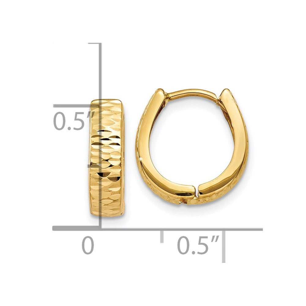 Gold Diamond-cut Hinged Hoop Earrings
