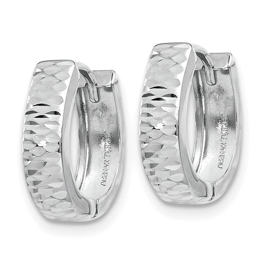 Gold Diamond-cut Hinged Hoop Earrings