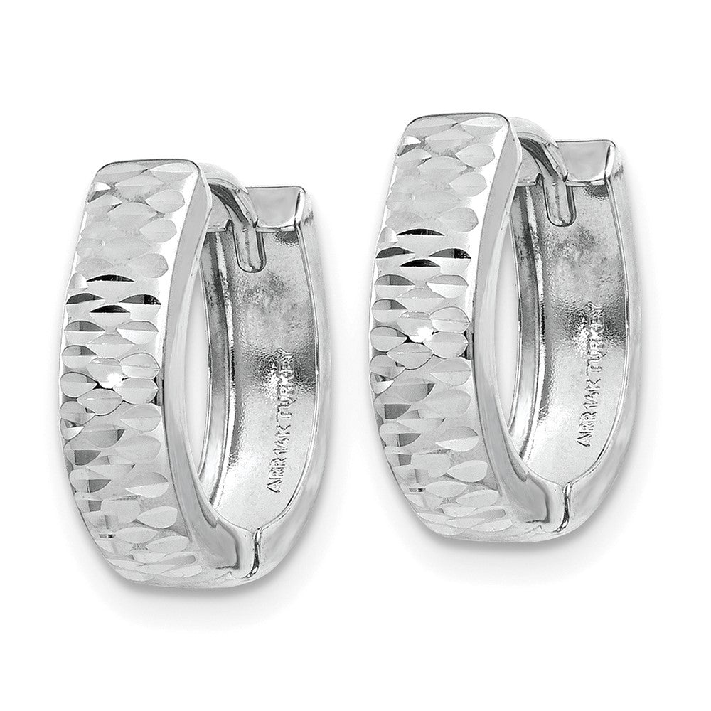 Gold Diamond-cut Hinged Hoop Earrings