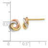 10k Tri-color Twisted Knot Post Earrings