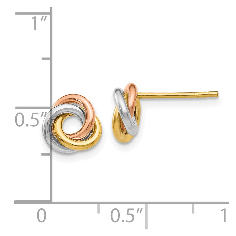 10k Tri-color Twisted Knot Post Earrings