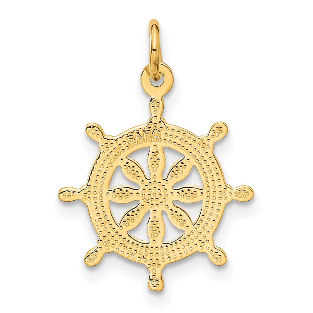 Gold Polished Ship Wheel Pendants