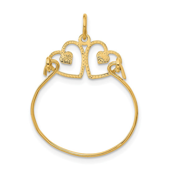 Gold Diamond-cut Heart Charm Holder