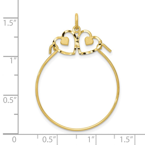 Gold Diamond-cut Heart Charm Holder