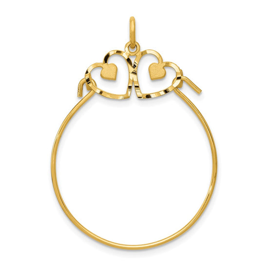 Gold Diamond-cut Heart Charm Holder