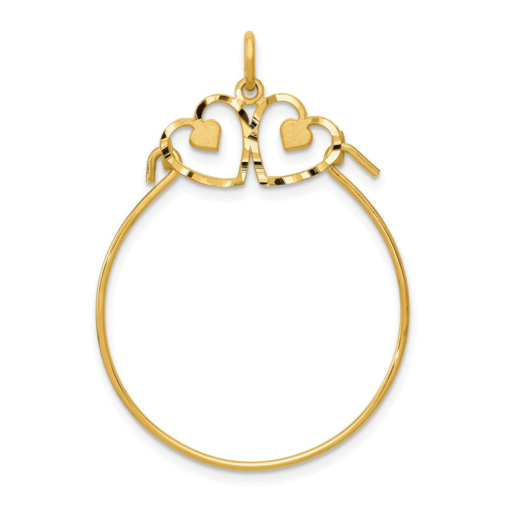 Gold Diamond-cut Heart Charm Holder