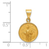 18K Polished and Satin Solid Saint Jude Thaddeus Medal Round Pendant