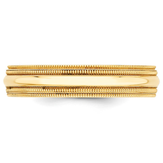10k Yellow Gold 5mm Double Milgrain Comfort Fit Wedding Band Size 11