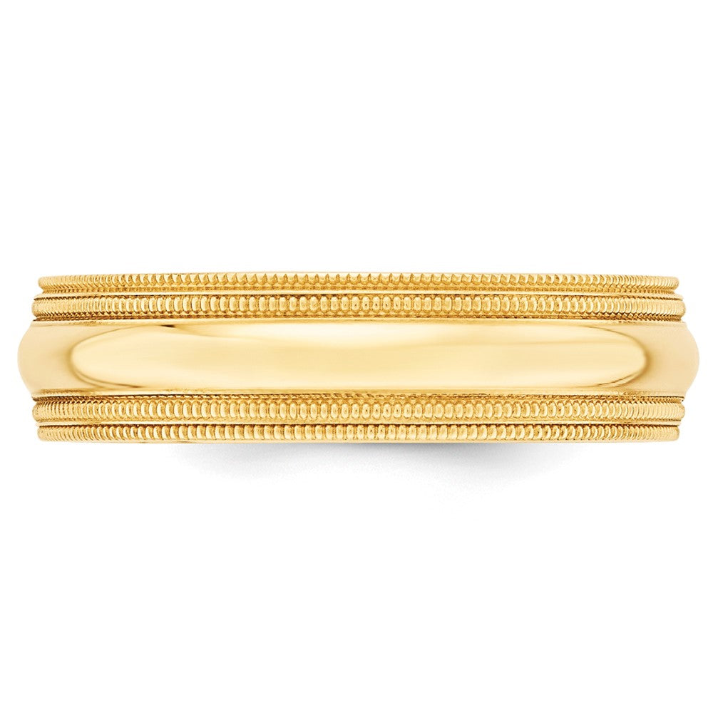 10k Yellow Gold 6mm Double Milgrain Comfort Fit Wedding Band Size 4.5