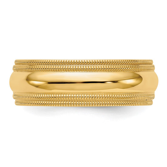 10k Yellow Gold 7mm Double Milgrain Comfort Fit Wedding Band Size 11