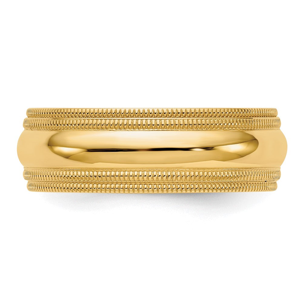 10k Yellow Gold 7mm Double Milgrain Comfort Fit Wedding Band Size 11