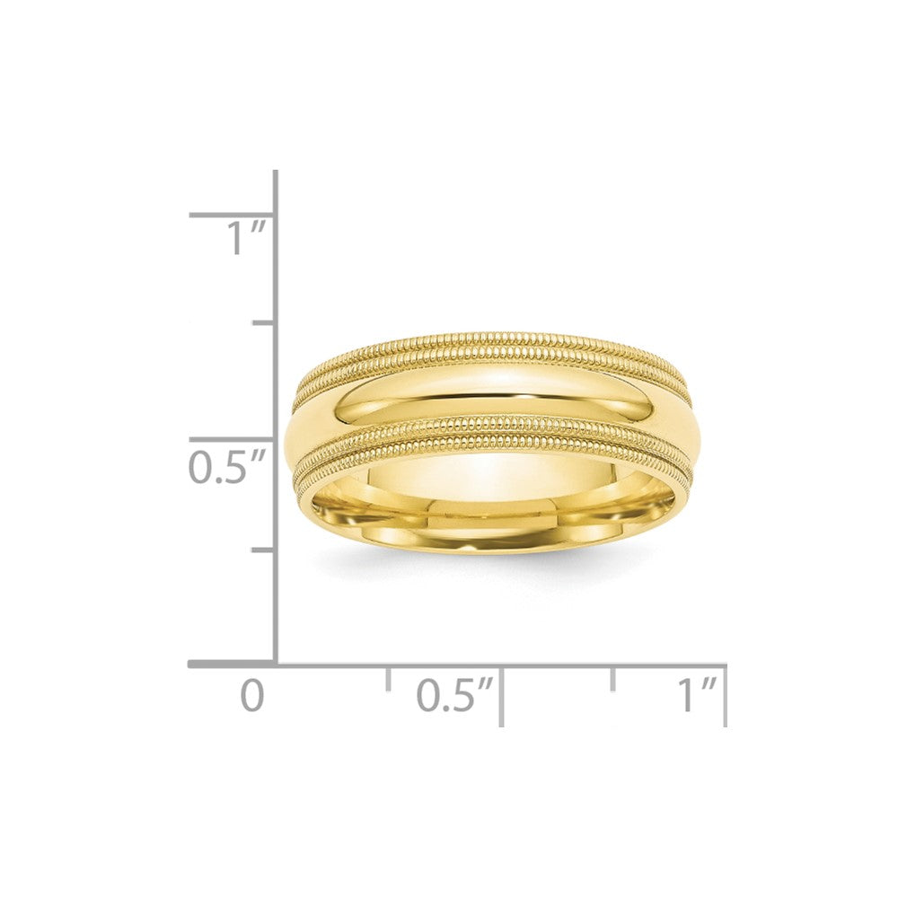 10k Yellow Gold 7mm Double Milgrain Comfort Fit Wedding Band Size 11