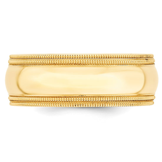 10k Yellow Gold 8mm Double Milgrain Comfort Fit Wedding Band Size 11