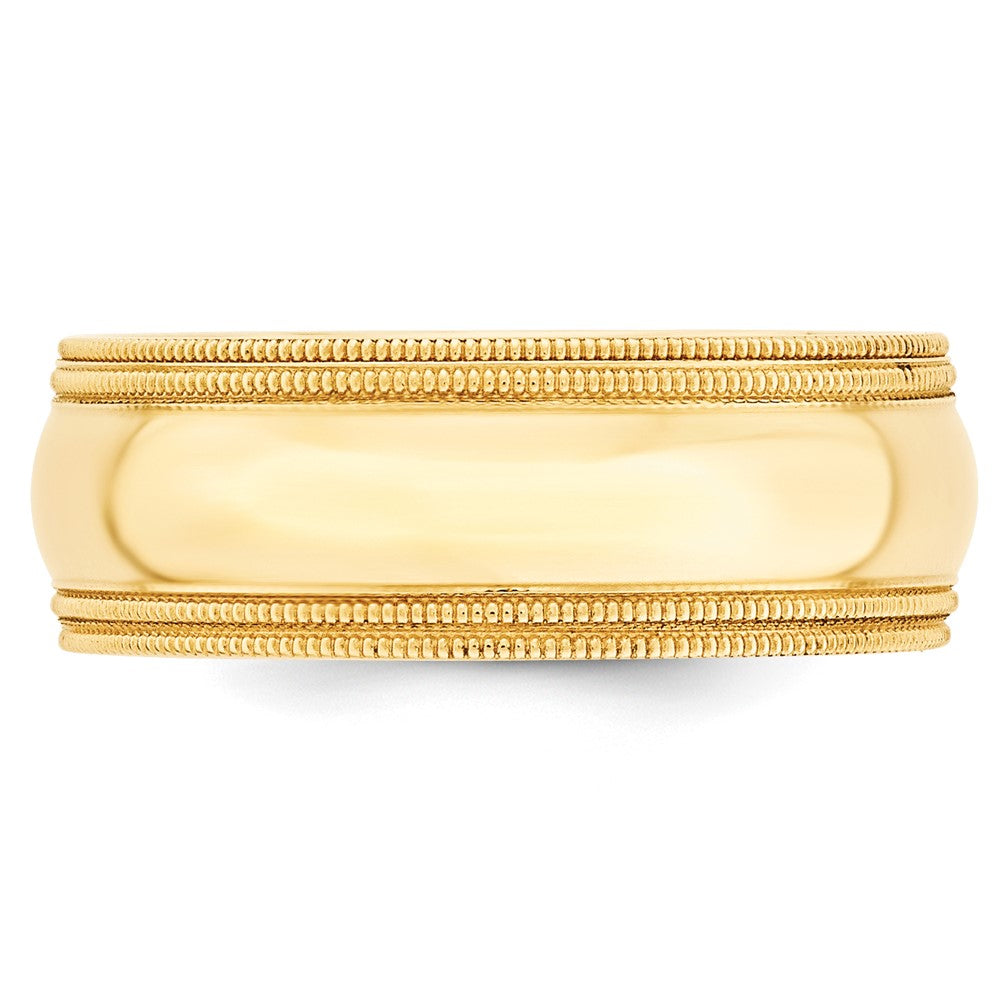 10k Yellow Gold 8mm Double Milgrain Comfort Fit Wedding Band Size 10.5