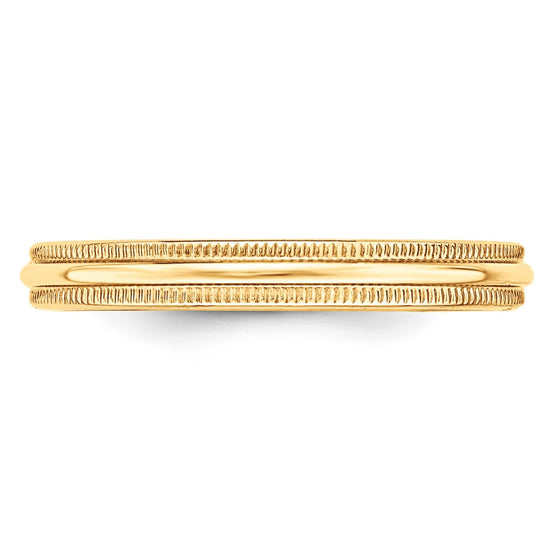 Lightweight Milgrain Half Round Band — 3 mm
