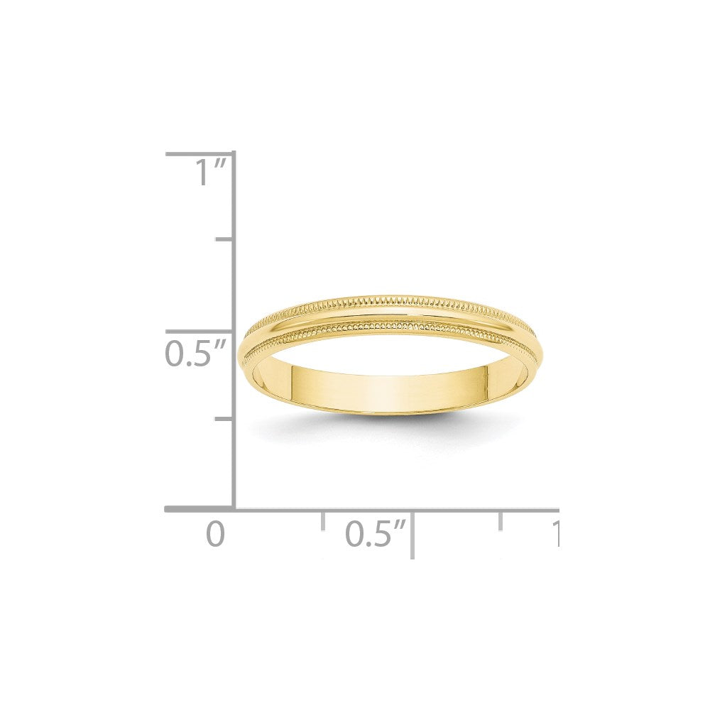 Lightweight Milgrain Half Round Band — 3 mm
