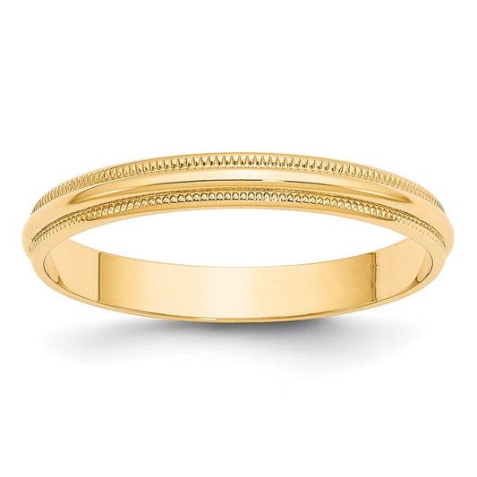 Lightweight Milgrain Half Round Band — 3 mm